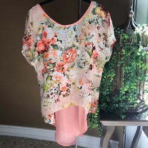 Sheer Floral Tunic Blouse